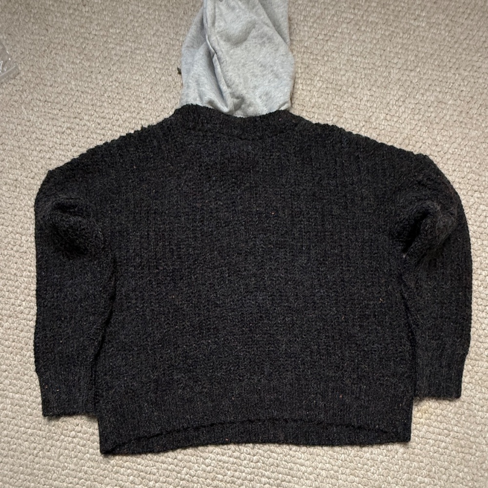 AERIE Offline Ribbed Knit Sweater Hoodie Charcoal Heather Gray S  Multicolor NWT - Picture 6 of 11
